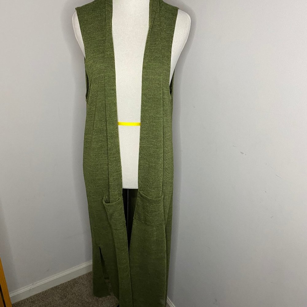 NWT Agnes & Dora Forest Green Vest Duster